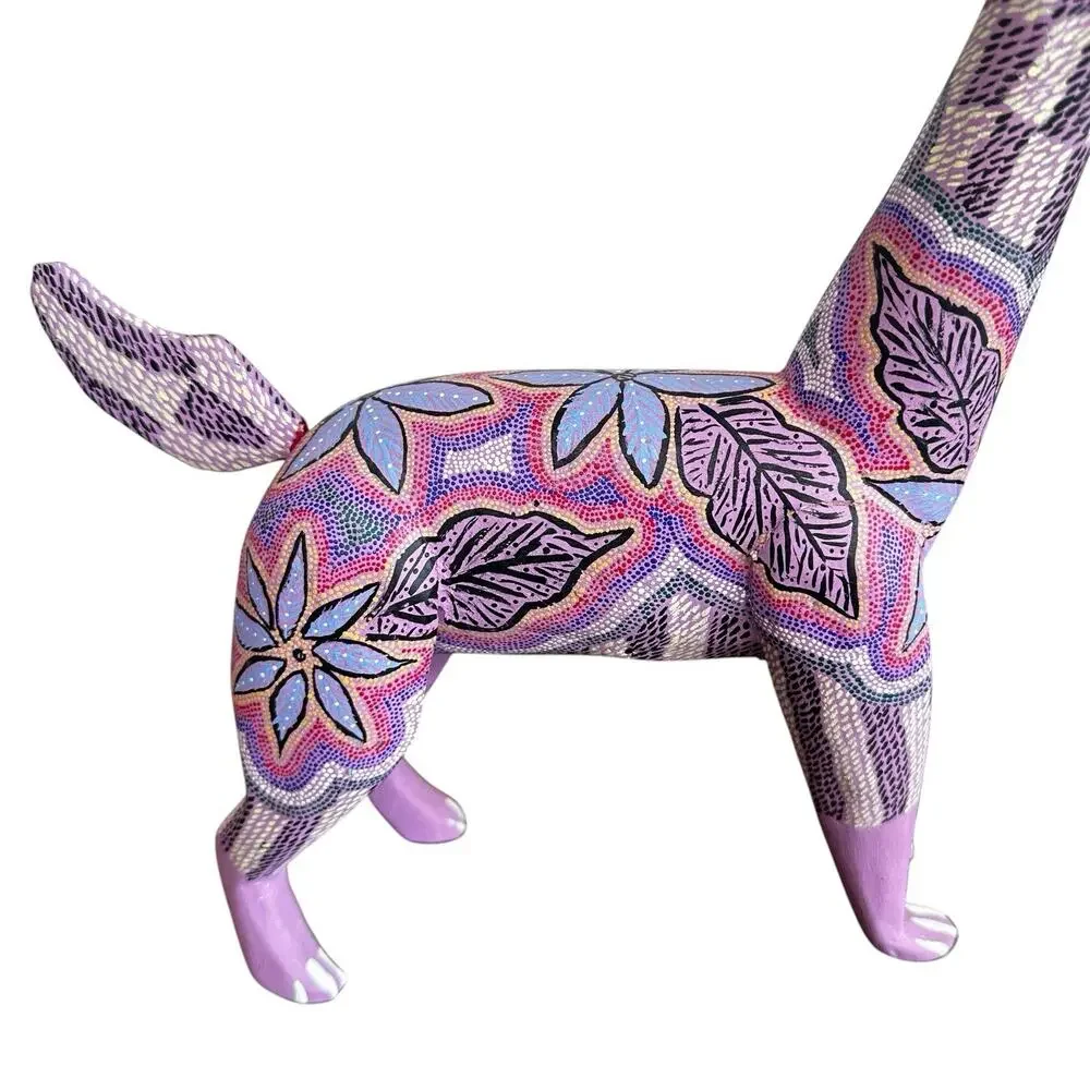 Oaxacan Wood Carved Giraffe Alebrije Mexican Folk Art Signed Mireya Sosa Purple